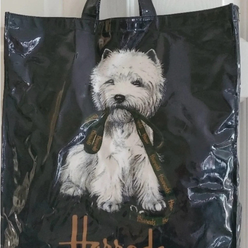 Pre- Loved Stunning Designer Harrods Iconic Beautiful Black Westie Dog Tote Bag